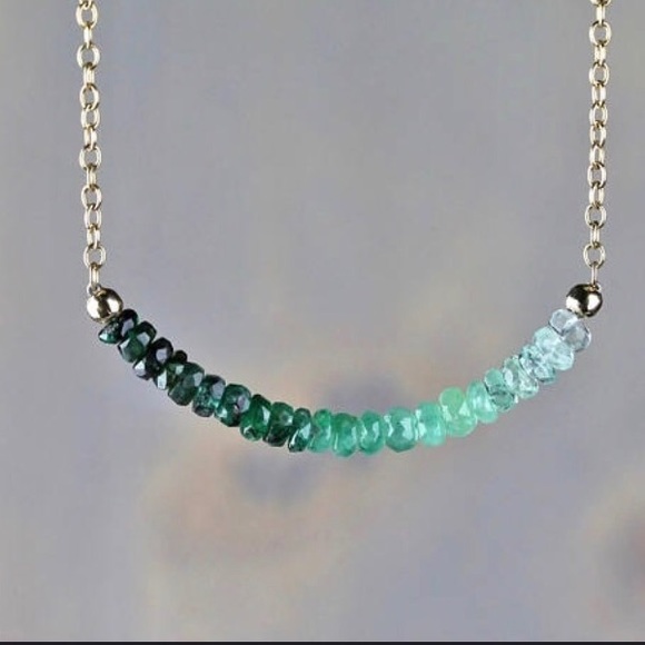 Anthropologie Jewelry - LAST! NWT ombré emerald beaded necklace